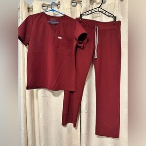 Figs Womens Burgundy Scrub Set